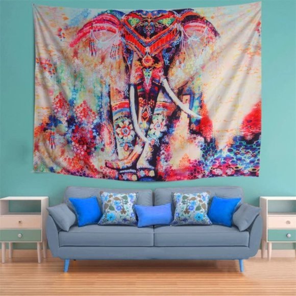 UO Watercolor Elephant Bohemian Tapestry Wall Hang - Picture 3 of 7